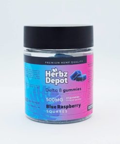 Delta 8 Gummies Blue Raspberry Squares 500 mg