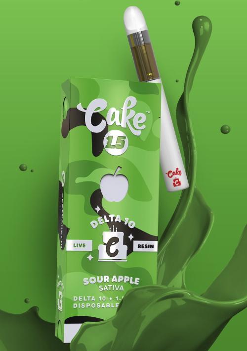 Cake Delta 10 with Live Resin “Sour Apple” Disposable Vape